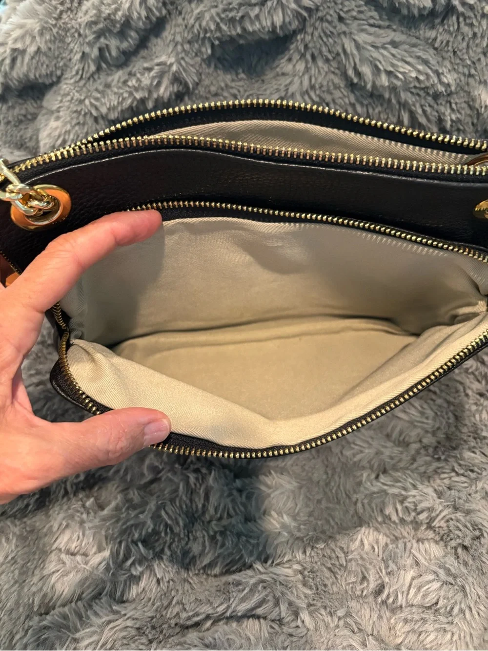 Valentina Black Leather Crossbody Bag with Gold Chain